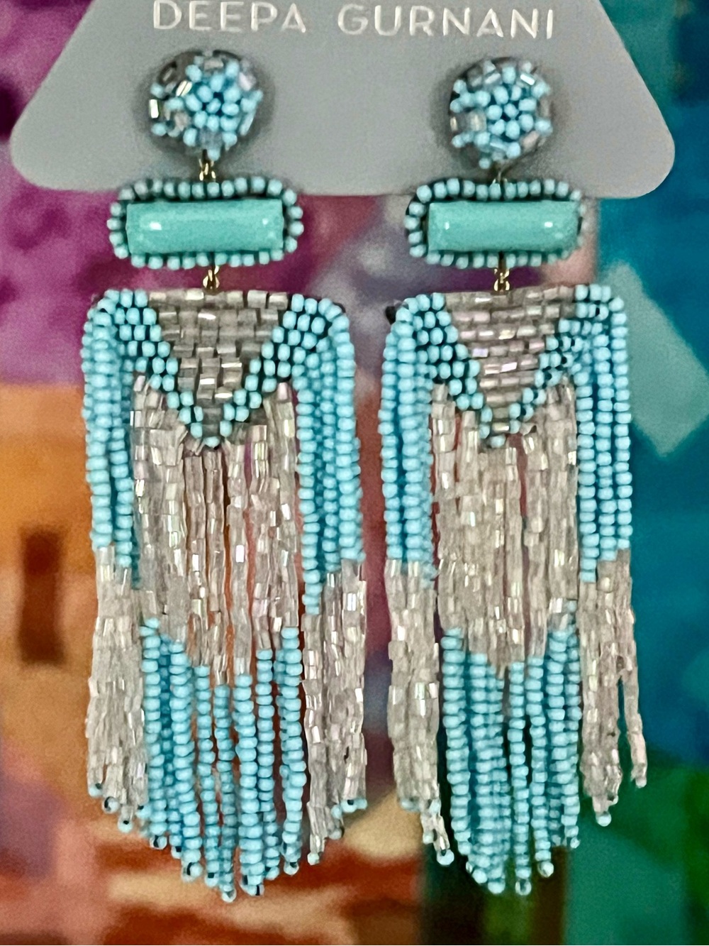 NWT Deepa Gurnani Beaded Fringe Chandeliers - Picture 11 of 17
